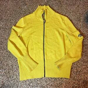 St. John Sport Full Zip Sweater Mock Neck Knit Yellow Jacket‎ Small